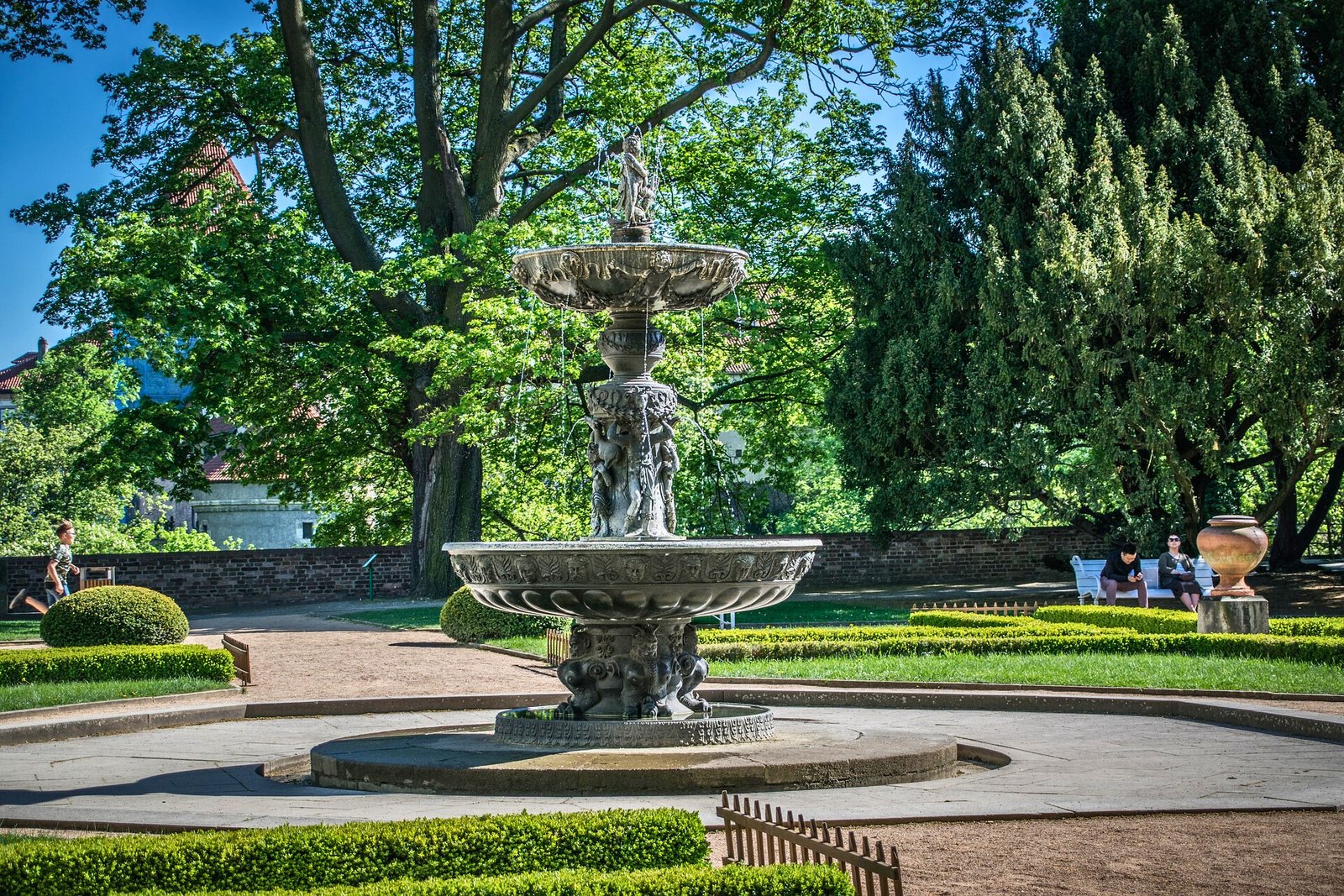 Tranquil Fountain in the Royal Garden of Prague Castle