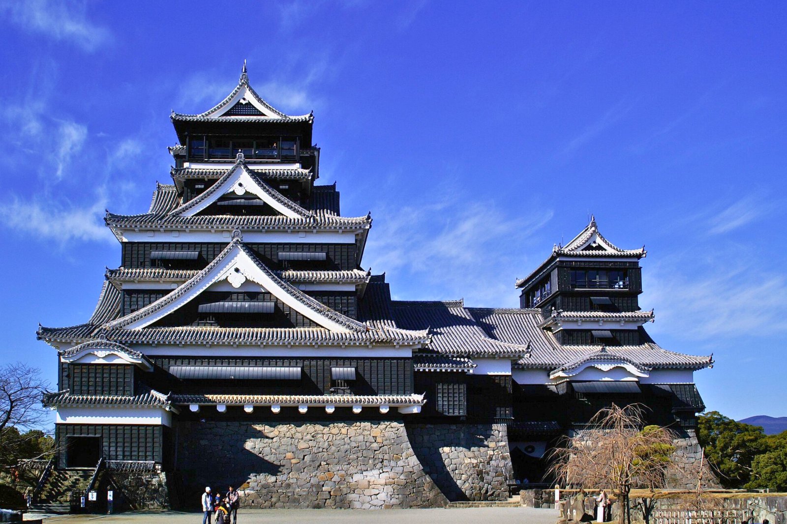 Matsumoto Castle Facade Against a Clear Blue Sky