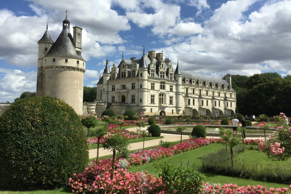 Chenonceau Castle with blooming gardens, Loire Valley, France