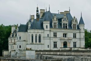 Chenonceau Castle with stone walls in Loire Valley, France