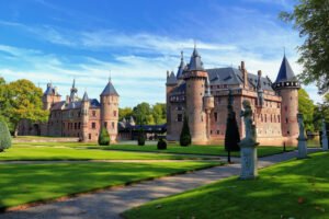 Castle De Haar beside reflecting moat and gardens