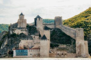 Golubac Fortress perched on rocky Danube cliff