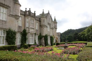 Balmoral Castle stone facade and rose garden