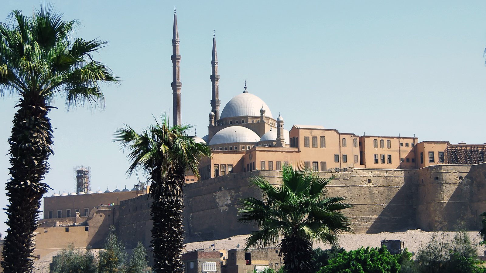 Cairo Citadel walls and Muhammad Ali Mosque domes