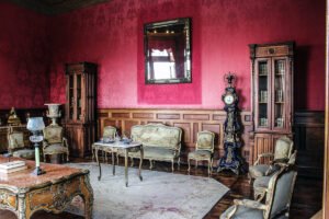 Interior salon with antique furniture at Chapultepec Castle