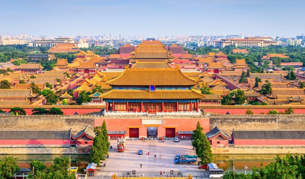Aerial view of the Forbidden City palace complex in Beijing