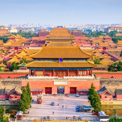 Aerial view of the Forbidden City palace complex in Beijing