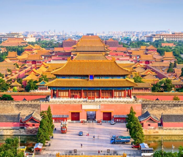 Aerial view of the Forbidden City palace complex in Beijing