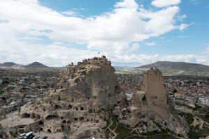 Uçhisar Castle rock fortress above Cappadocia town