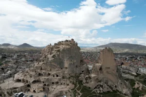 Uçhisar Castle rock fortress above Cappadocia town