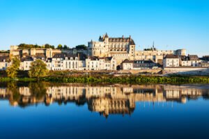 Château d’Amboise reflected in the Loire River at sunset