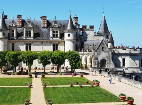 Château d’Amboise façade and terraces beside Loire River
