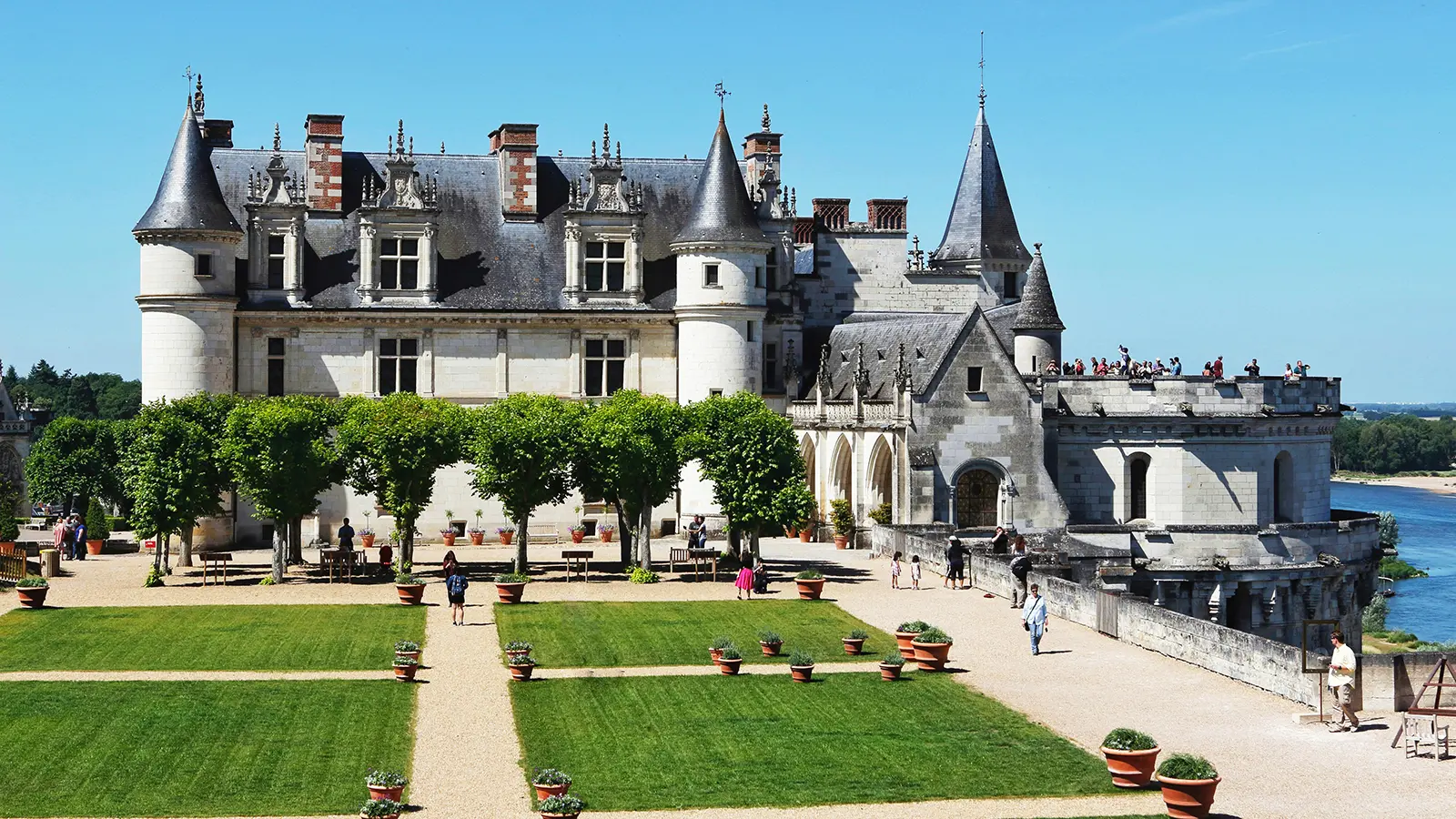 Château d’Amboise façade and terraces beside Loire River