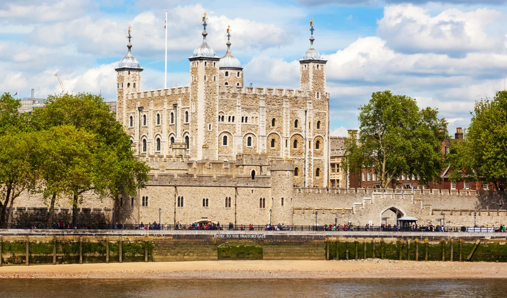 The Tower of London seen from the Thames riverside
