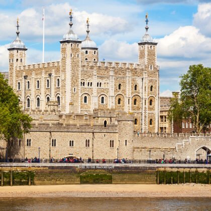 The Tower of London seen from the Thames riverside