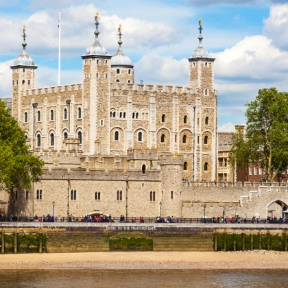 The Tower of London seen from the Thames riverside