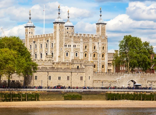 The Tower of London seen from the Thames riverside