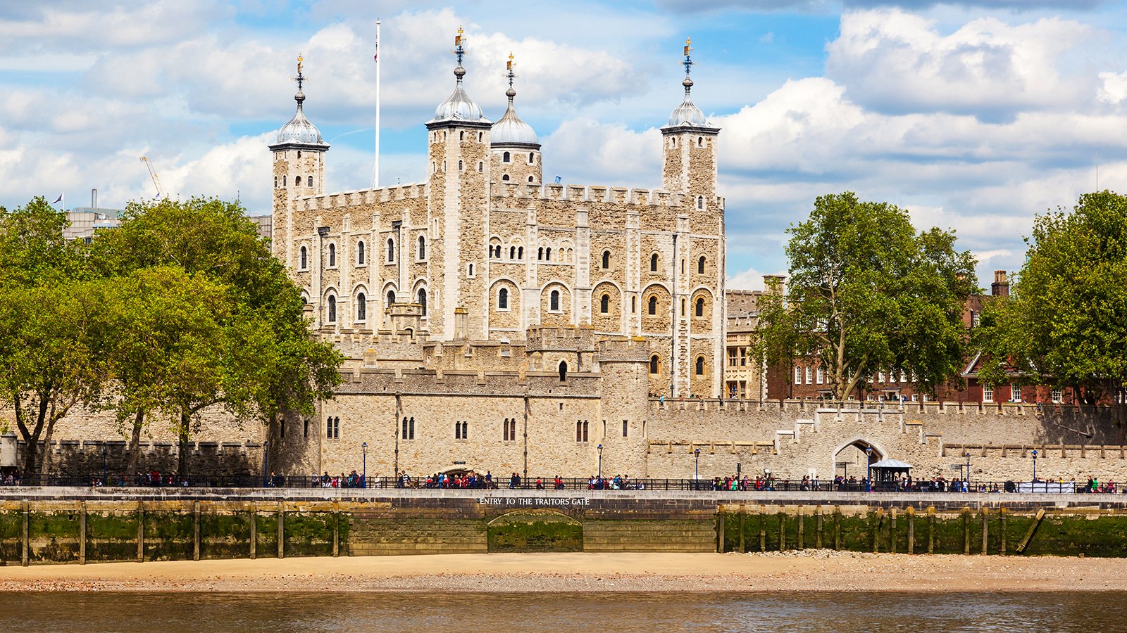 The Tower of London seen from the Thames riverside