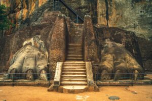 Sigiriya rock fortress lion paws and stone staircase entrance
