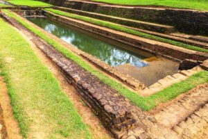 Terraced reflecting pool at Sigiriya rock fortress water gardens